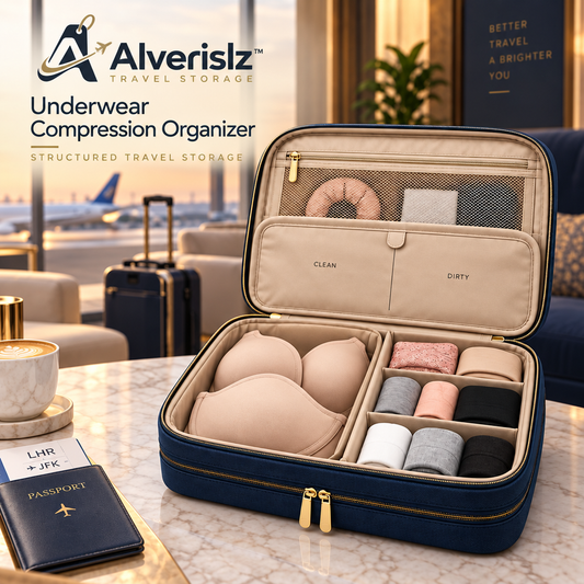 Alverislz™ Underwear Compression Organizer – Structured Travel Lingerie & Sock Storage Case with Clean/Dirty Separation