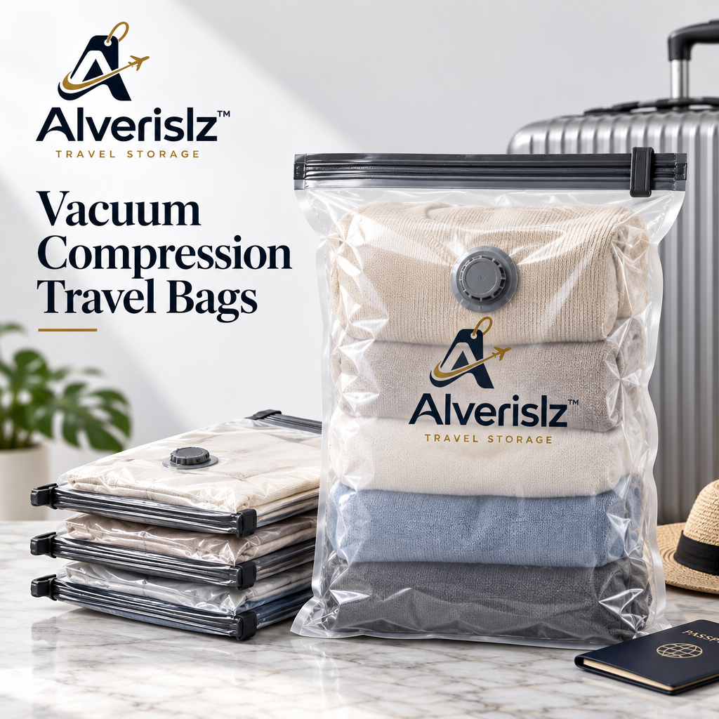Alverislz™ Vacuum Compression Travel Bags – Reusable Space-Saving Packing Bags with Airtight Valve & Secure Zip Seal