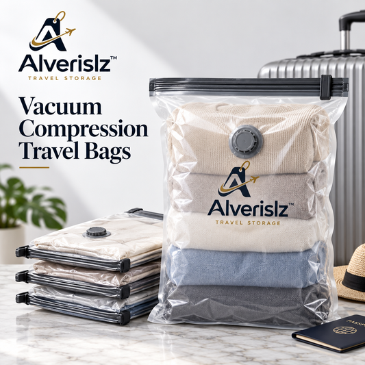 Alverislz™ Vacuum Compression Travel Bags – Reusable Space-Saving Packing Bags with Airtight Valve & Secure Zip Seal