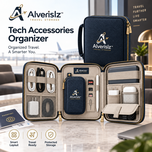 Alverislz™ Tech Accessories Organizer – Multi-Compartment Travel Electronics Case for Cables, Chargers, Power Banks & Digital Essentials