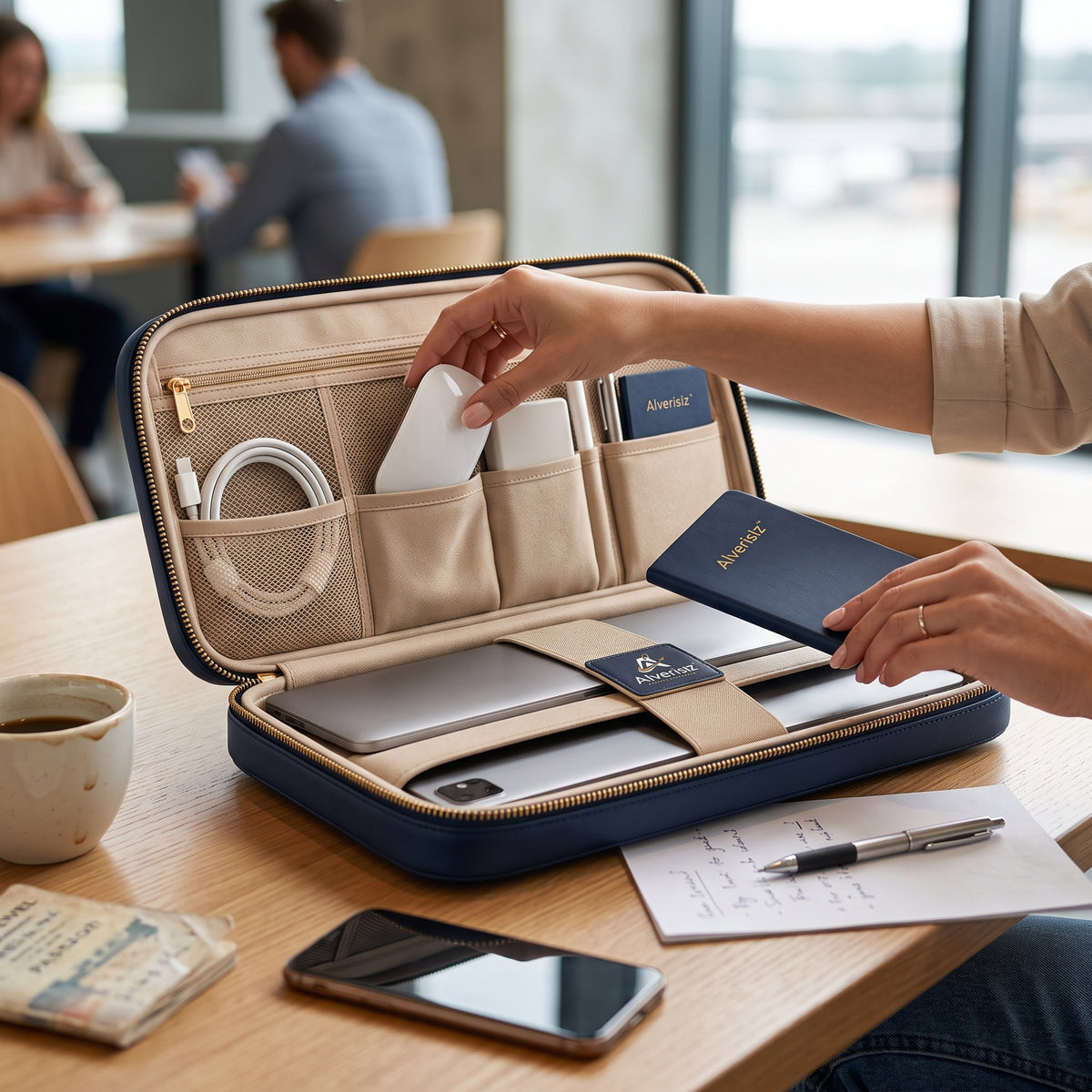 Alverislz™ Tablet & Laptop Sleeve Organizer – Multi-Layer Travel Tech Case with Padded Device Compartments & Accessory Storage