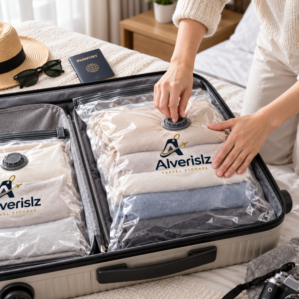 Alverislz™ Vacuum Compression Travel Bags – Reusable Space-Saving Packing Bags with Airtight Valve & Secure Zip Seal