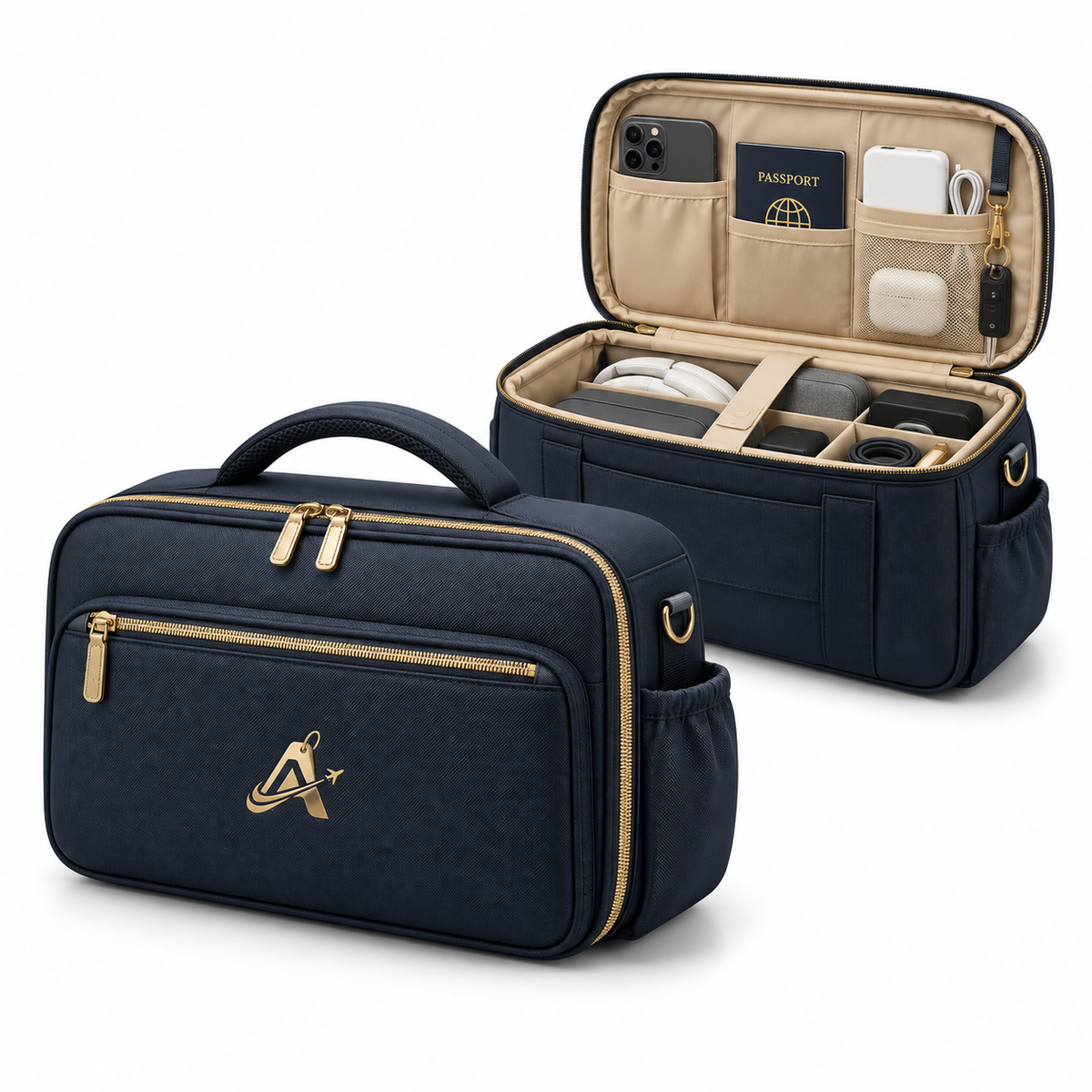 Alverislz™ AeroTop Luggage Organizer – Structured Top-of-Suitcase Travel Bag with Quick-Access Compartments & Trolley Sleeve