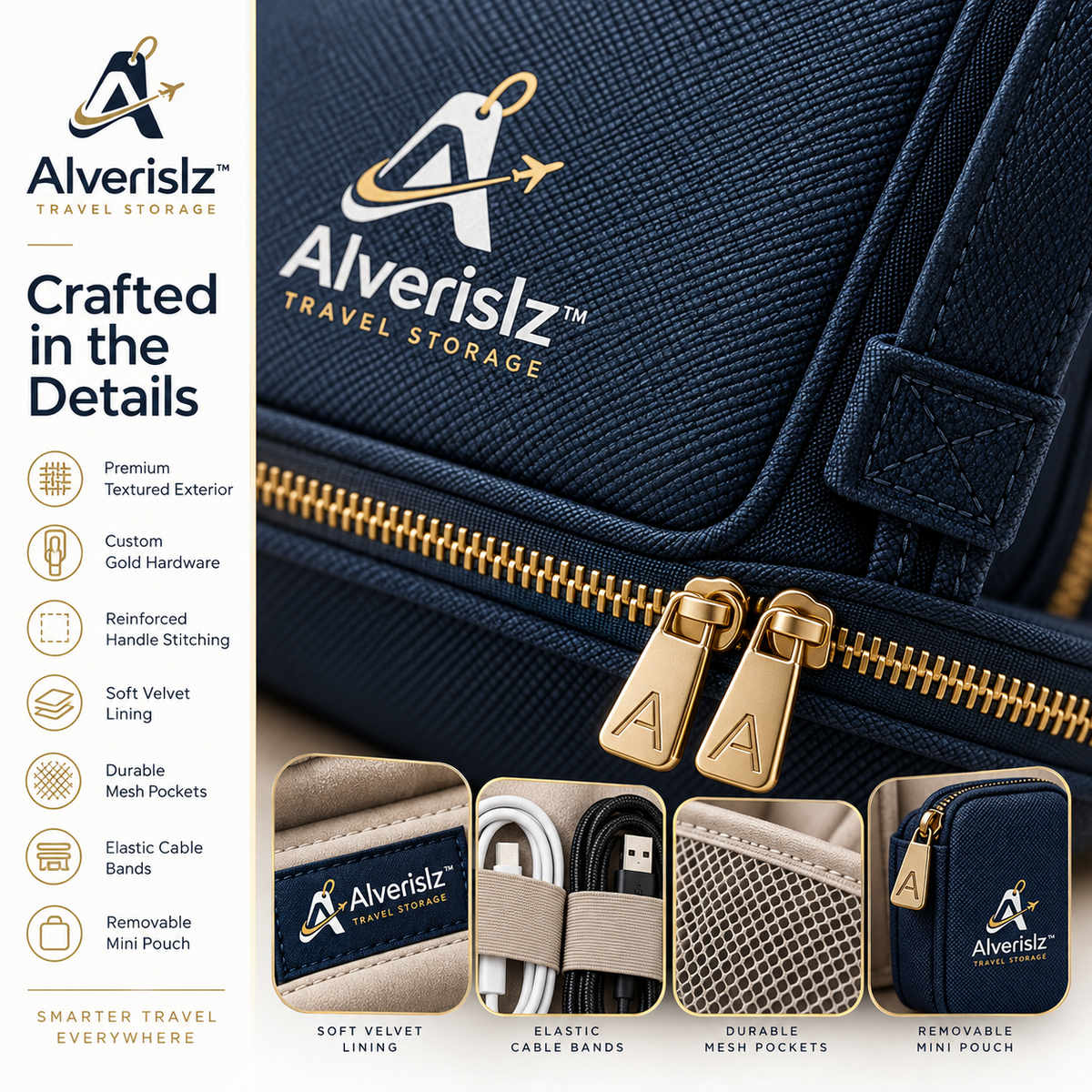 Alverislz™ Tech Accessories Organizer – Multi-Compartment Travel Electronics Case for Cables, Chargers, Power Banks & Digital Essentials