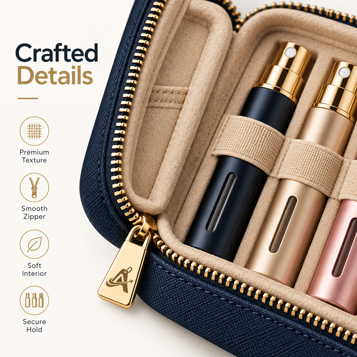 Alverislz™ ScentVoyage Perfume Atomizer Case – Refillable Travel Fragrance Bottle Set with Protective Storage Case, Funnel & Dropper